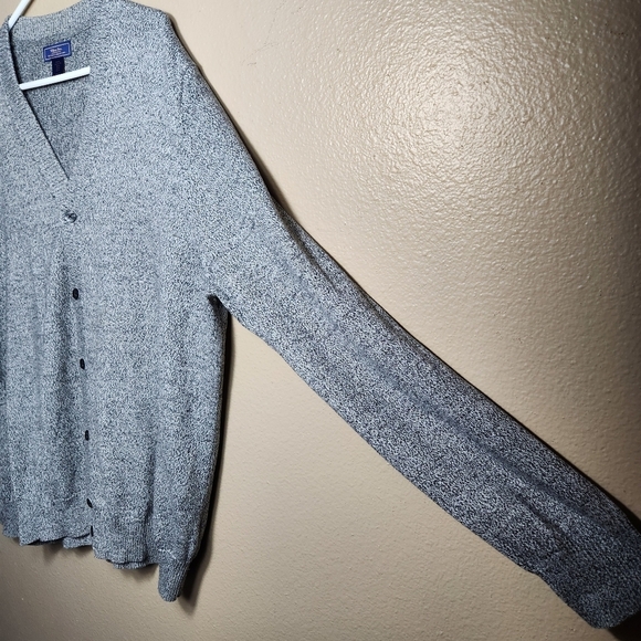 Wilken Bros. Mens Heathered Black Buttonfront V-Neck Sweater Cardigan |XL| - Picture 4 of 5